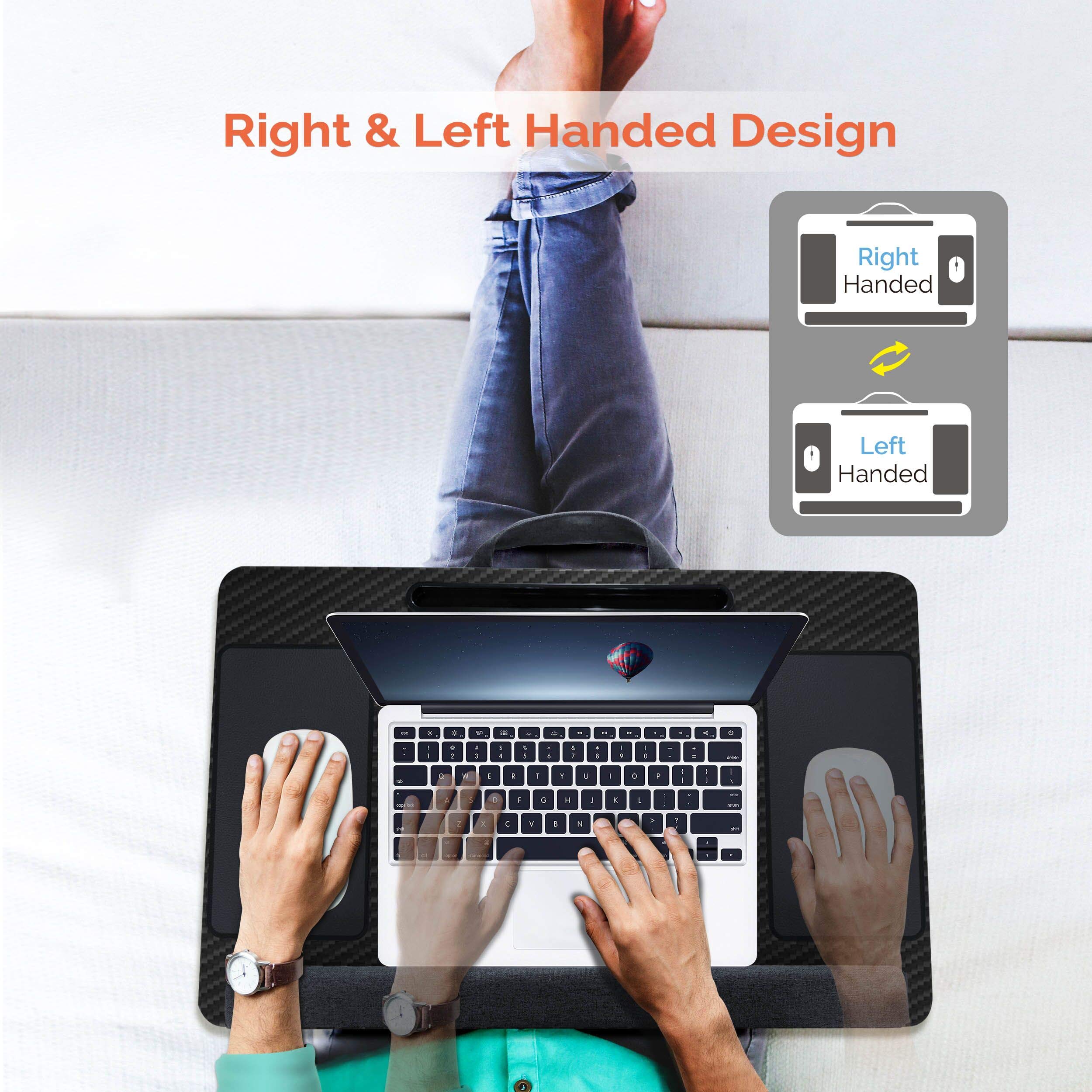 **Kavalan Portable Laptop Lap Desk for Couch & Bed - Ergonomic Lapdesk with Pillow Cushion, Handle, Phone Slot & Mousepad - Fits 17.3
