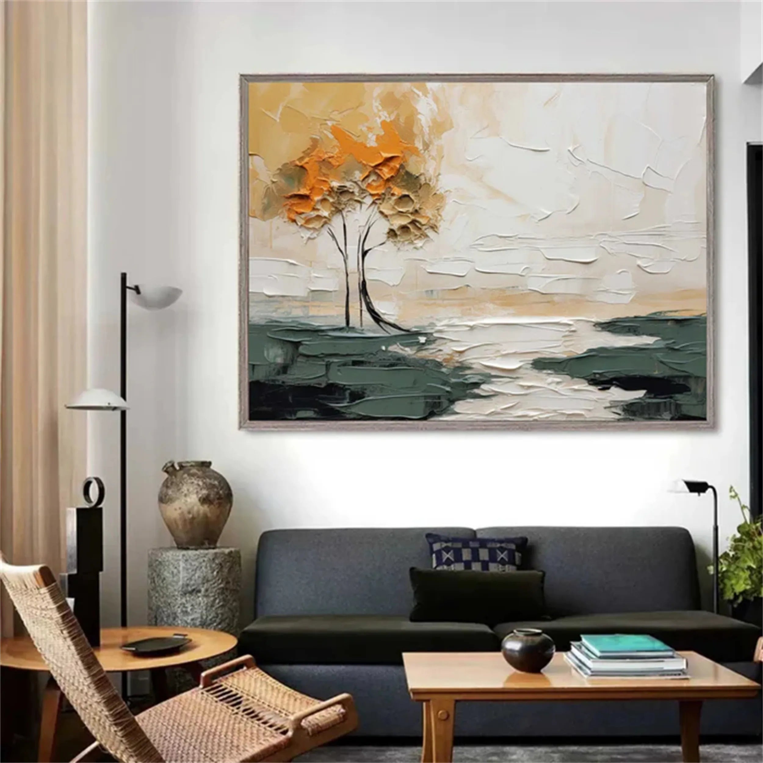 Beautiful Flower and Tree Painting #FT049 - Handmade Wall Art for Home, Office & Living Room Decor