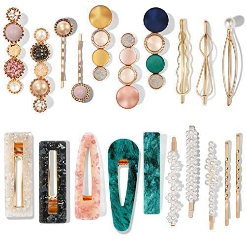 GIRLYZ ATTIRE Macaron Pearl Acrylic Resin Hair Clips Set - 3 Pack Gold Metal Hairpins, Handmade Cute Barrettes & Bobby Pins for Women | Perfect for Weddings, Parties & Everyday Fashion Accessories
