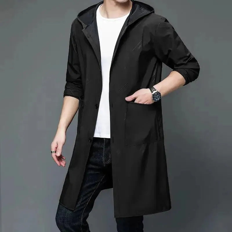 Men's Waterproof Hooded Rain Jacket - Lightweight Windproof Outdoor Coat for Hiking, Camping & Commuting