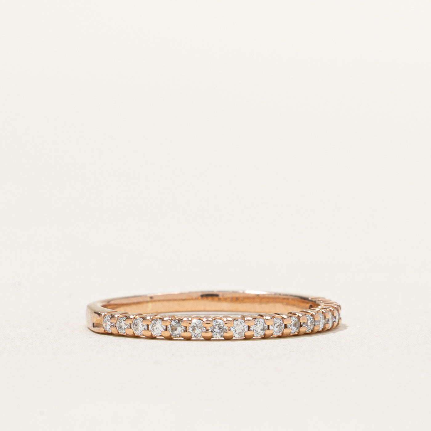 10K Rose Gold Semi Eternity Diamond Wedding Band Ring - 0.19ctw Total Weight - Size 5.25 - Perfect for Anniversary, Engagement, or Bridal Jewelry Gift