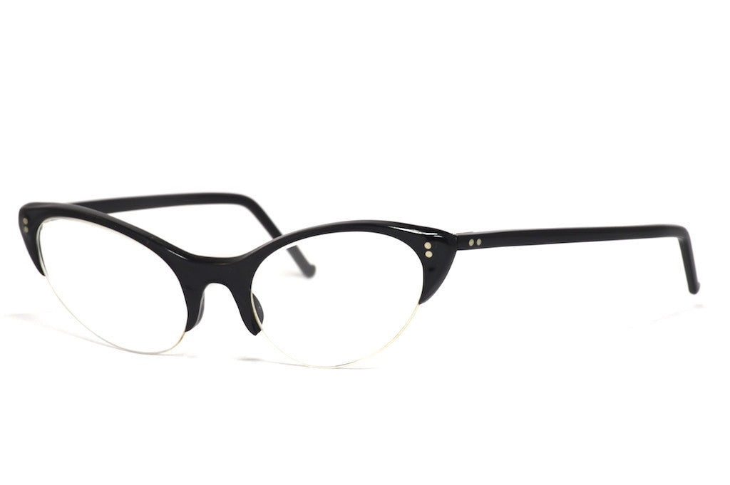 Vintage Black Supra Cat Eye Glasses 1950s 1960s Retro Style Eyewear for Women - Perfect for Costume Parties, Themed Events, and Vintage Fashion Looks