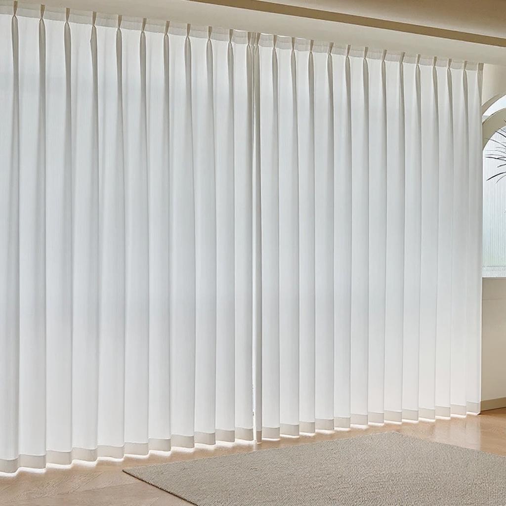 Anna White Polyester Blackout Curtains - Scratch Resistant & Light Filtering Custom Window Treatments for Living Room, Bedroom & Nursery