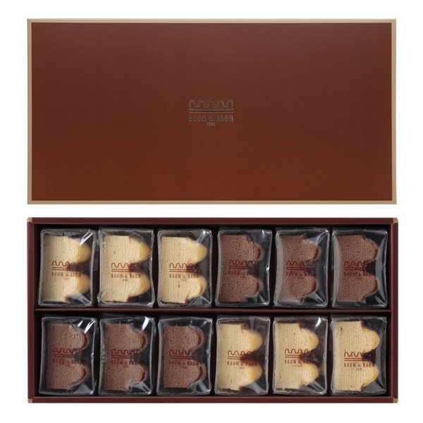 Premium Japanese Baumkuchen Cake Gift Box - 12 Piece Assortment of Authentic German-Japanese Sponge Cakes | Perfect for Holidays, Birthday Gifts & Tea Time Snacks