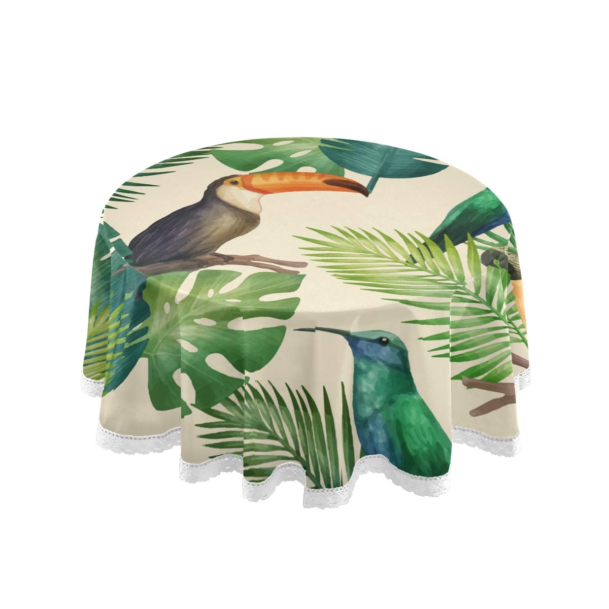60 Inch Round Tablecloth - Tropical Animal Print Polyester Circular Table Cover for Dining, Holiday Banquet, Wedding & Birthday Party | Waterproof & Wrinkle-Resistant for Indoor/Outdoor Use
