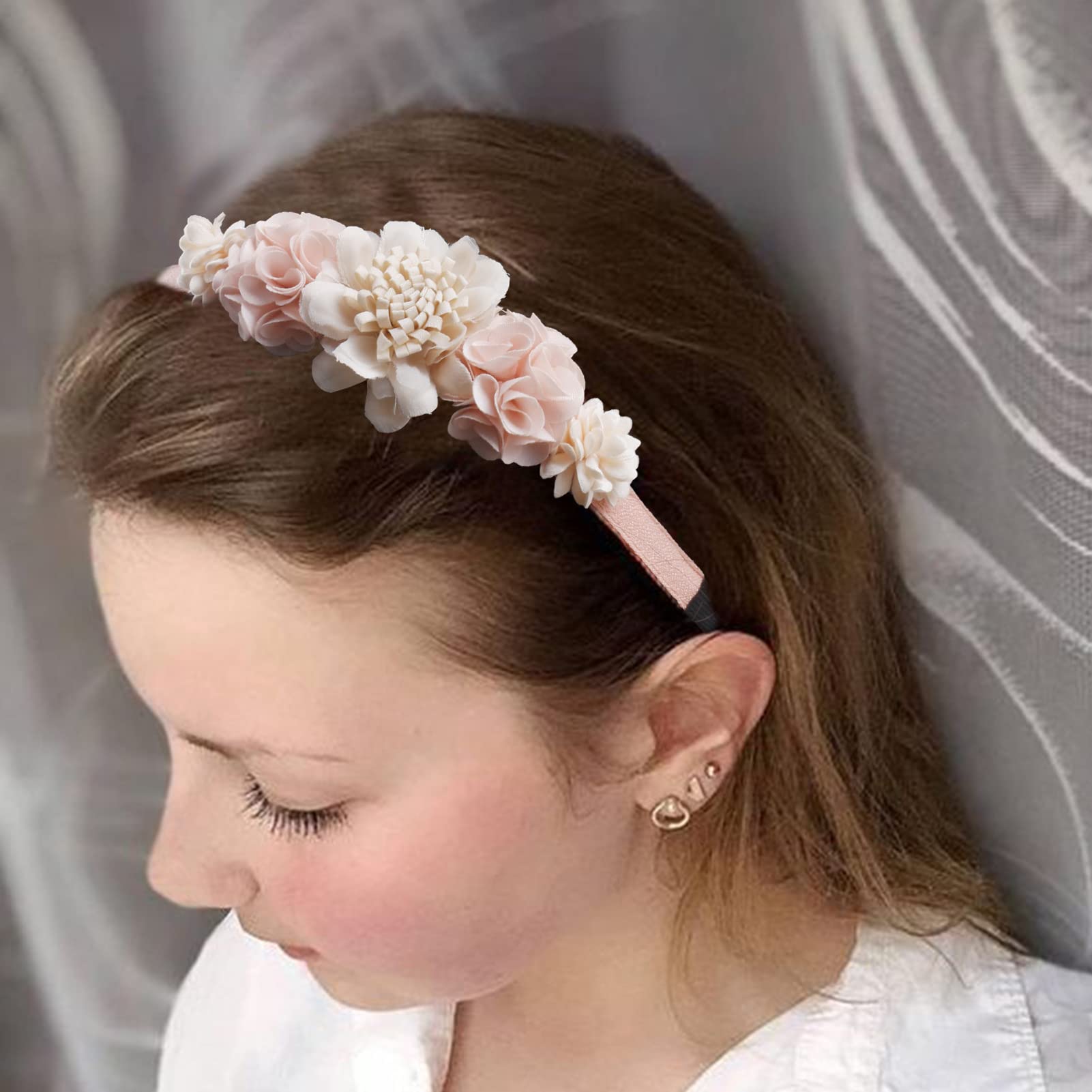Floral Hairbands for Girls & Toddlers - 2 Pack Plastic Flower Hair Accessories for Kids | Perfect for Birthday Parties, Weddings & Daily Wear