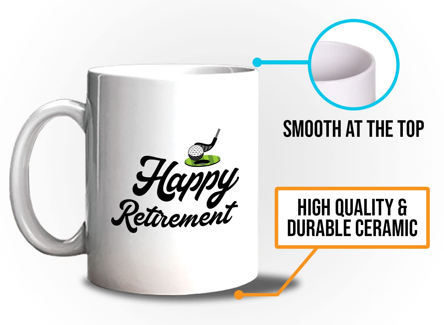 Bubble Hugs 11oz White Golf Coffee Mug - Perfect Gift for Golf Lovers, Retirement, Father's Day & Coaches - Great for Golf Tournaments, Office Use & Sports Enthusiasts