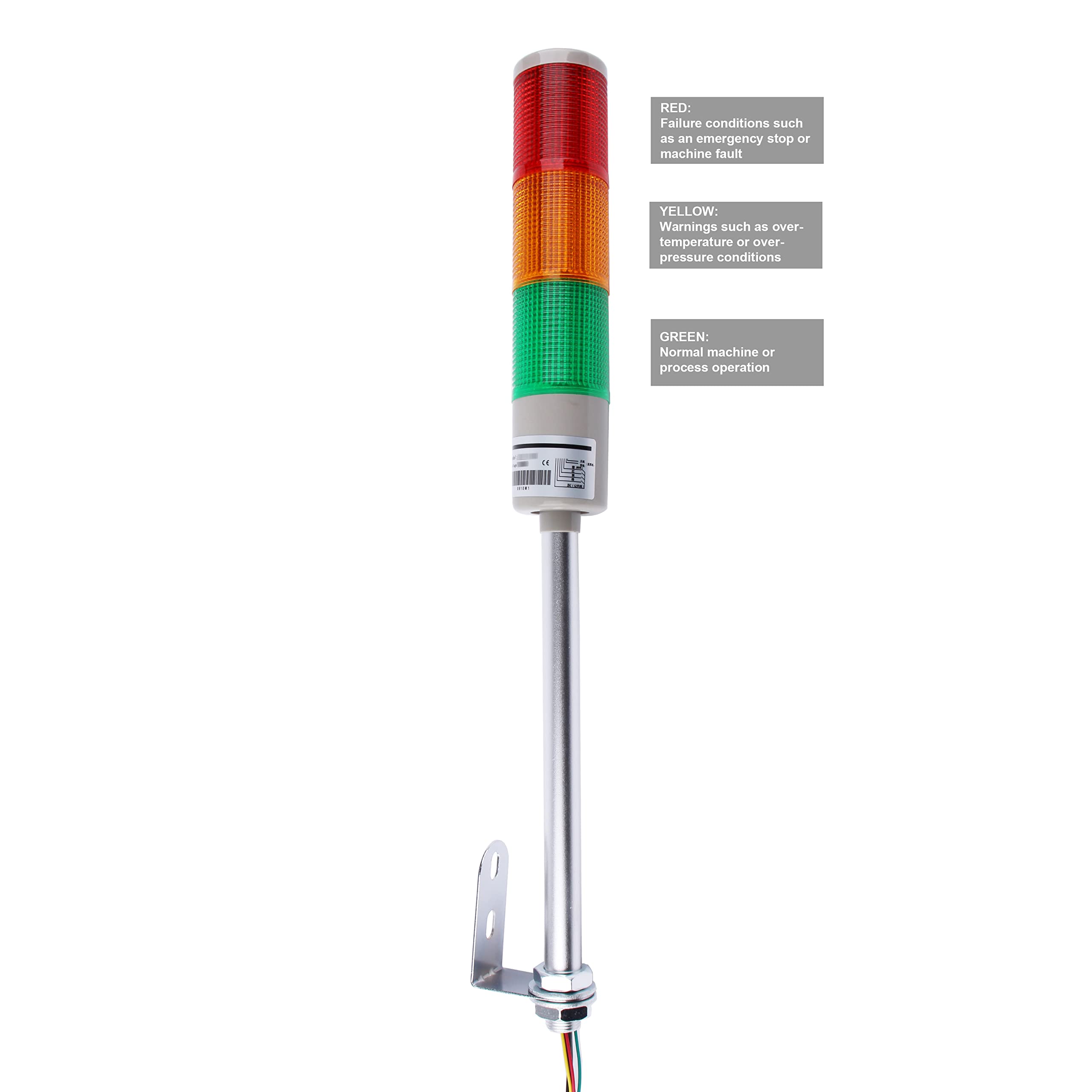Industrial Tower Stack Lights - 12V 3-Layer LED Warning Signal Lights for Factory Safety, Workshop Andon System, RGB Indicator (No Sound) - Perfect for Warehouse, Assembly Line & Hazard Zone Alerts