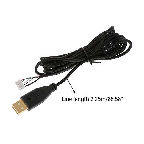 Premium Gold-Plated USB Mouse Cable - Nylon Braided Durable Replacement Wire for Razer Deathadder 2013 (6400DPI Gaming Mouse) - 2m Length - Perfect for Esports, PC Gaming & Office Work