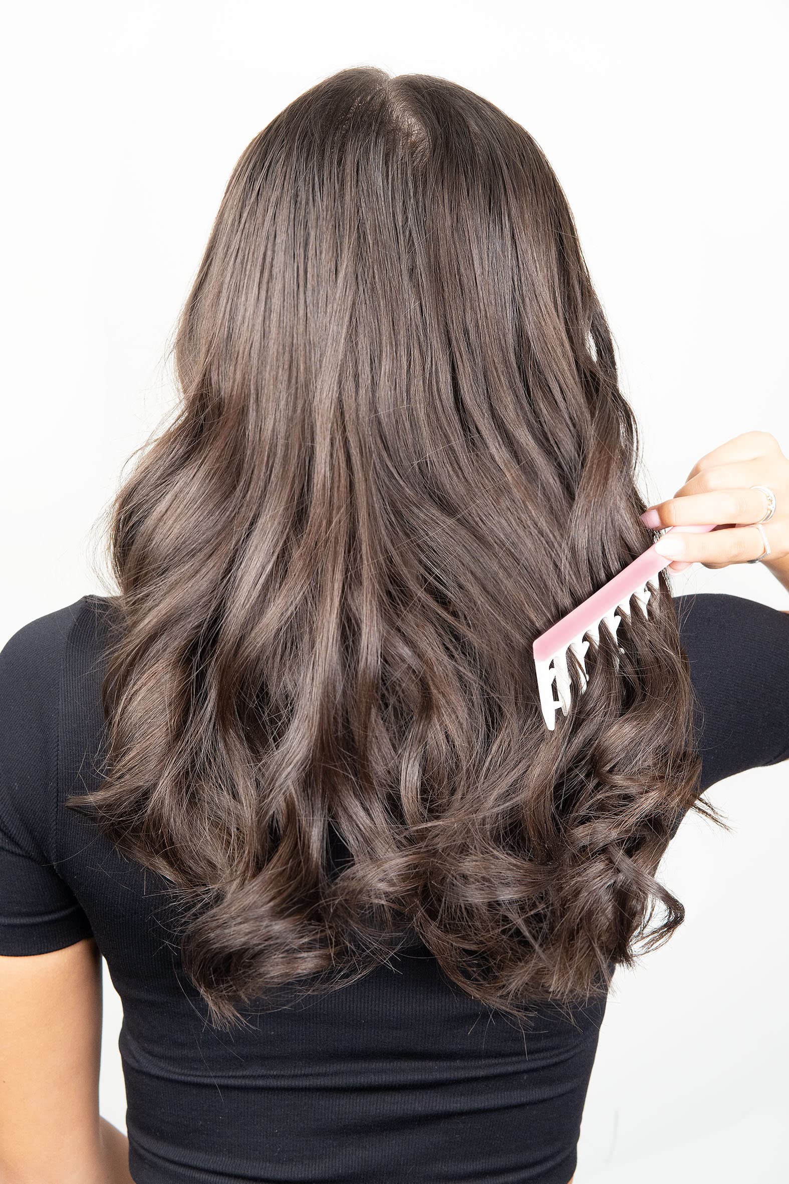 Brushworks Smoothing Curl Comb - Detangling Hair Brush for Curly & Wavy Hair - Pink (Perfect for Styling, Salon & Home Use)