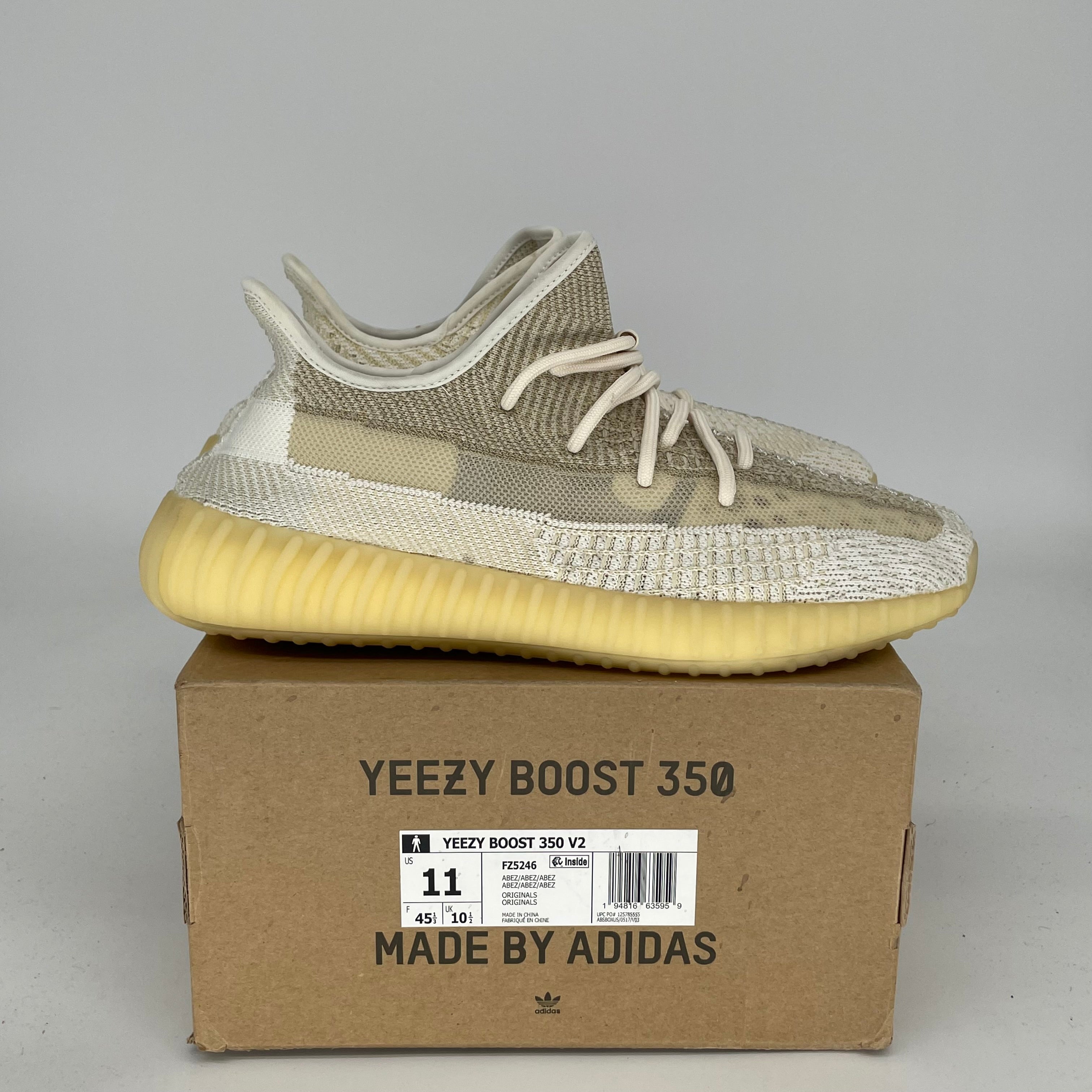 Adidas Yeezy Boost 350 V2 'Natural' - Men's Size 11 Sneakers (FZ5246) | Comfortable Running Shoes for Gym, Jogging & Casual Wear