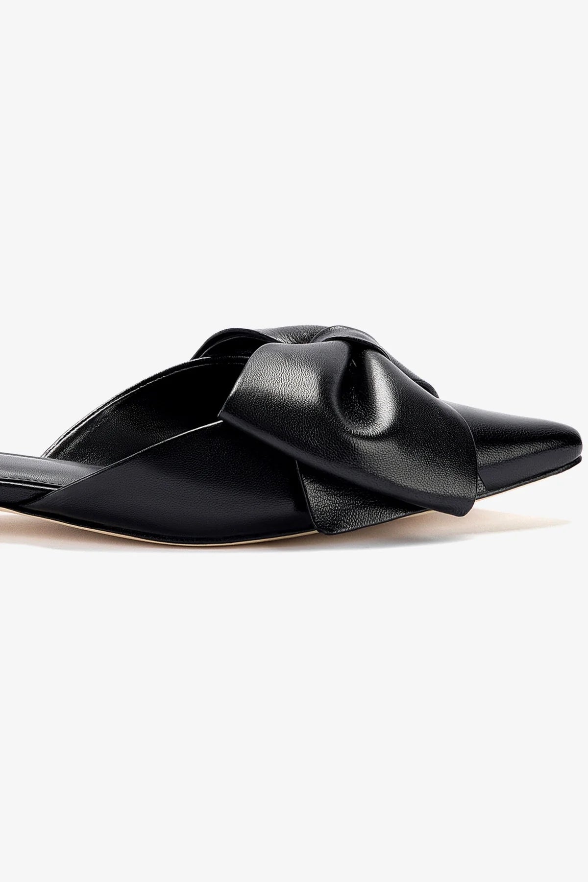 Elle Black Leather Flat Mules for Women - Comfortable Slip-On Shoes for Casual Wear, Office & Everyday Outfits