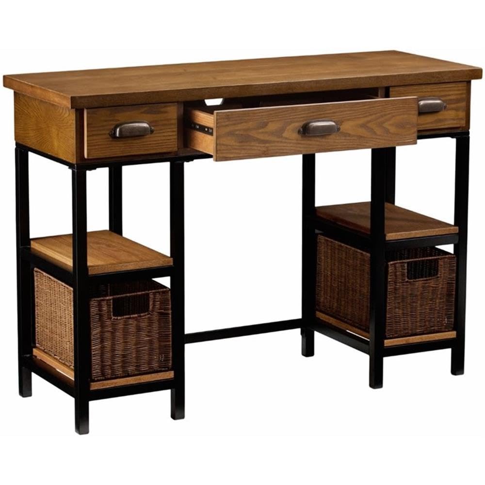 Southern Enterprises SEI Furniture Mirada Writing Desk in Weathered Gray and Matte Black - Modern Home Office Desk for Small Spaces, Study & Workstation Use