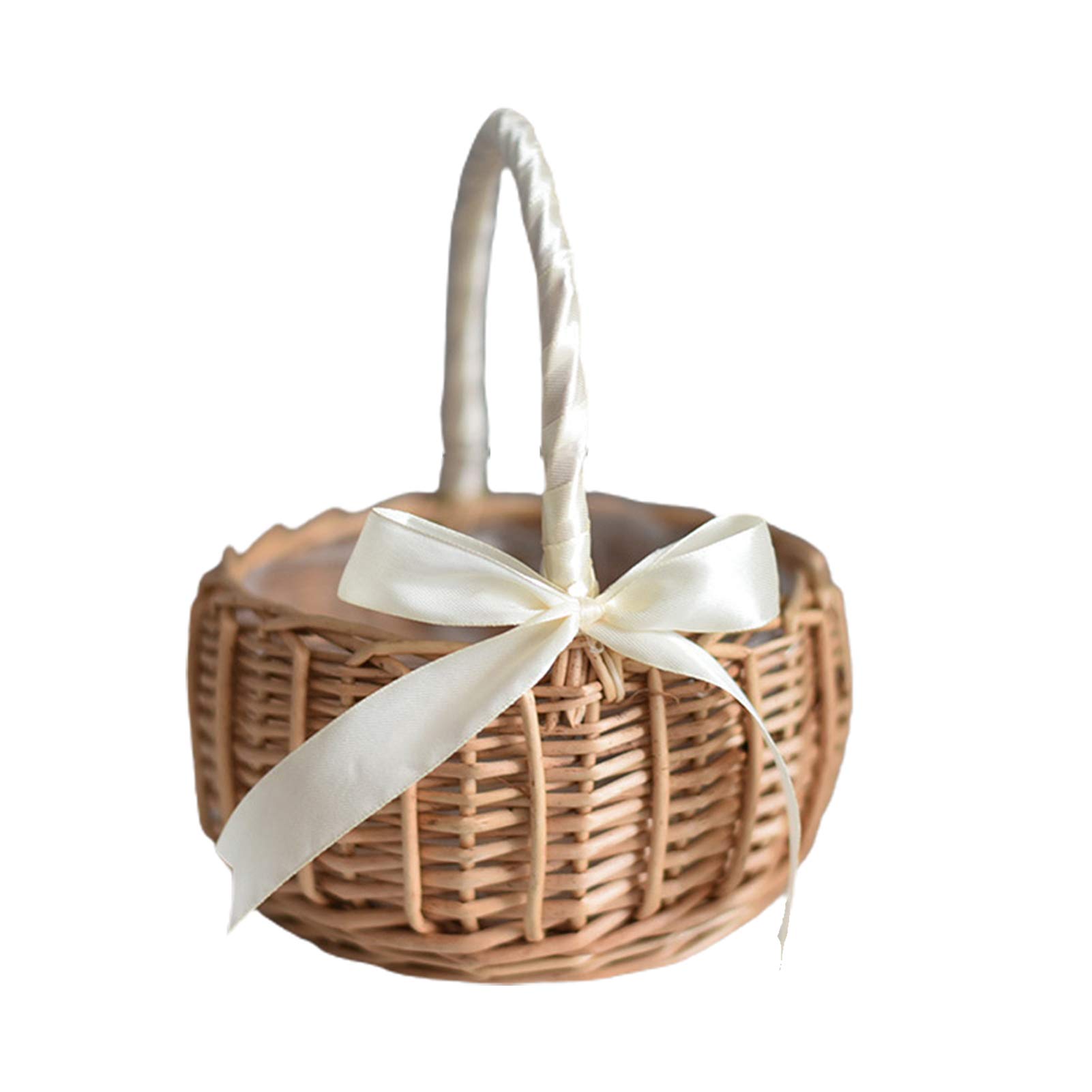 Handwoven Willow Flower Basket - White Wicker Picnic Storage Basket for Easter, Home Decor, and Outdoor Gatherings | Perfect for Spring Decor, Gift Giving, and Party Centerpieces