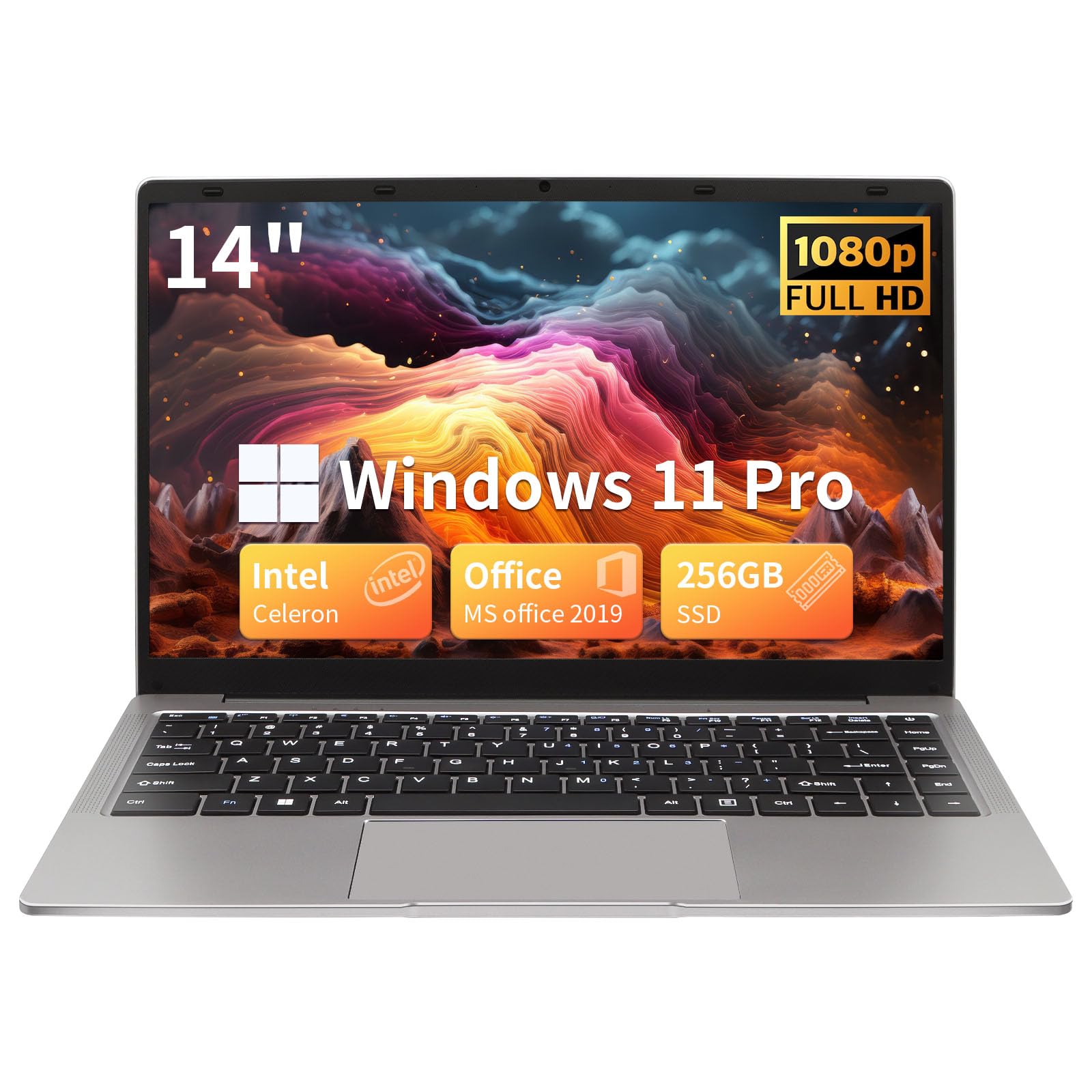 Zyphionix 14 Inch Ultrabook Laptop - 8GB RAM 256GB SSD, Windows 11 Pro, 1920x1080 IPS Display, Intel Celeron N4120 (Up to 2.6GHz), 2x USB 3.0 - Thin & Light Notebook (Gray) for Business, Students & Remote Work