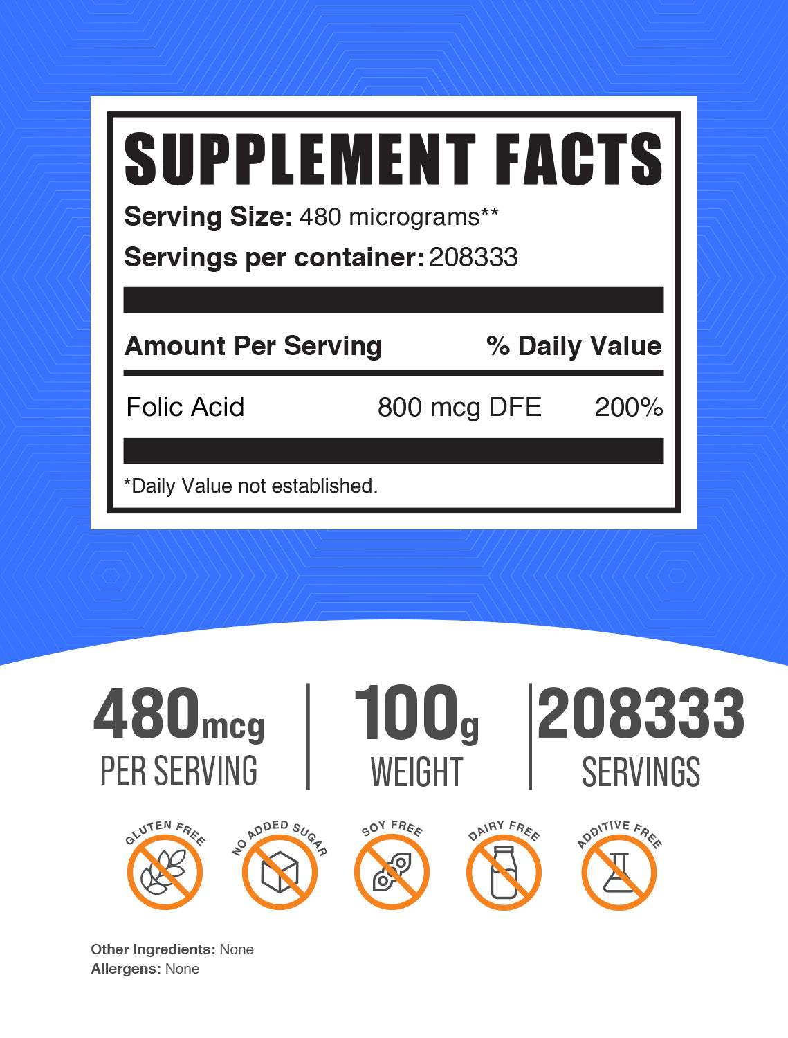 Pure Folic Acid (Vitamin B9) Powder Supplement - 400mcg for Pregnancy, Fertility & Heart Health - Vegan & Non-GMO Dietary Support for Women & Men
