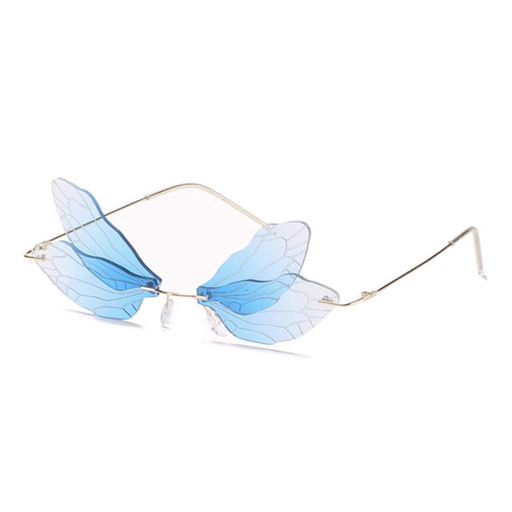ENTHYI Dragonfly Wing Shape Sunglasses for Women & Men - Frameless Irregular UV Protection Glasses - Perfect for Parties, Beach & Outdoor Activities