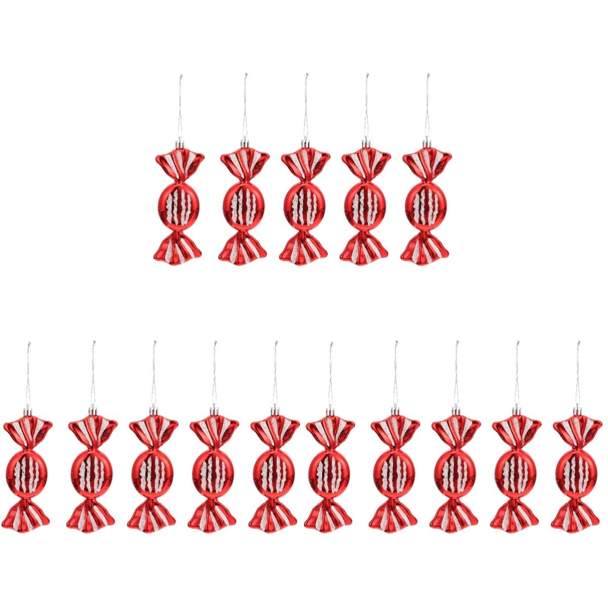 Kisangel 3-Piece Christmas Candy Ornament Set - Festive Lollipop Pendants & Candy Cane Decorations for Tree (6 Red & White Hanging Candies) - Perfect for Holiday Home Decor, Christmas Party Favors & Gift Exchange