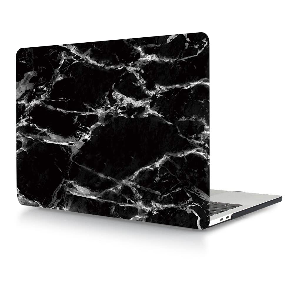 Durable Hard Shell Case for MacBook Pro 14 Inch 2021 M1 Pro/Max (Model A2442) - Shockproof Protective Cover with Touch ID Access - Black Marble Design | Perfect for Office, Travel & School Use