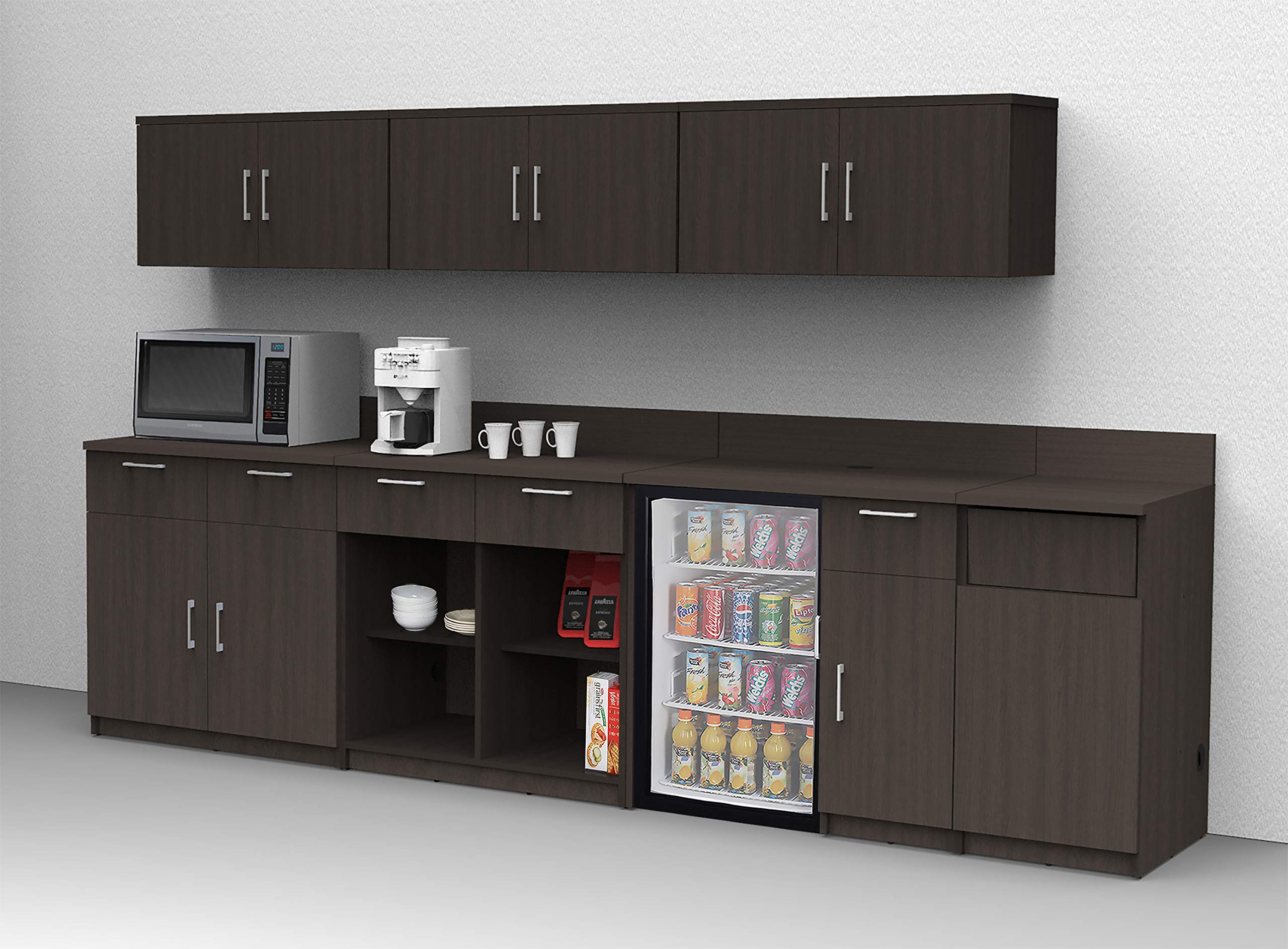 BREAKtime Coffee Break 7-Piece Espresso Buffet Dining Set - 126 Inch Wide, Factory Assembled for Office & Cafeteria Use