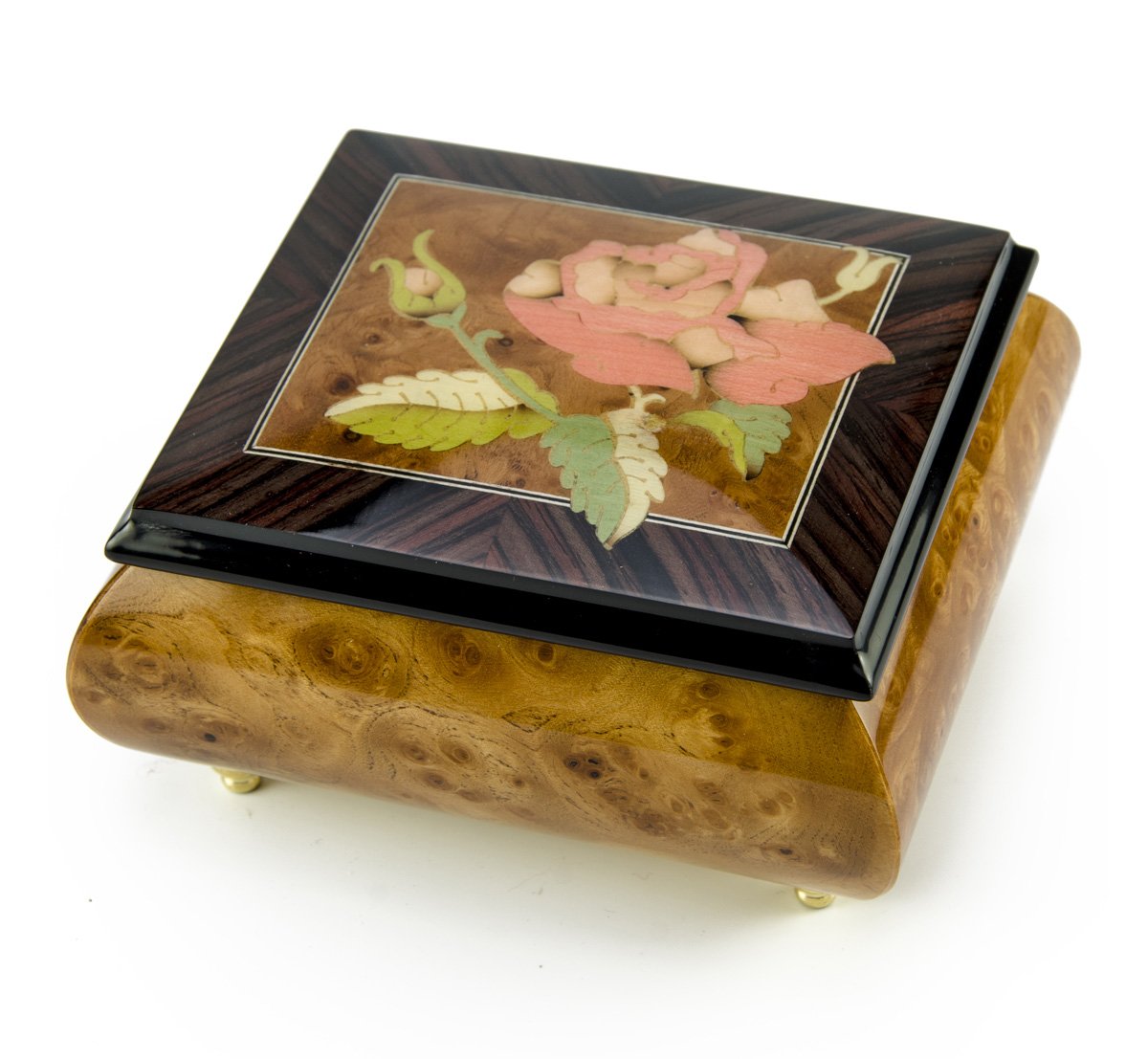 Elegant Sorrento Pink Rose Musical Jewelry Box with Multiple Song Options - Perfect for Birthdays, Anniversaries & Romantic Gifts