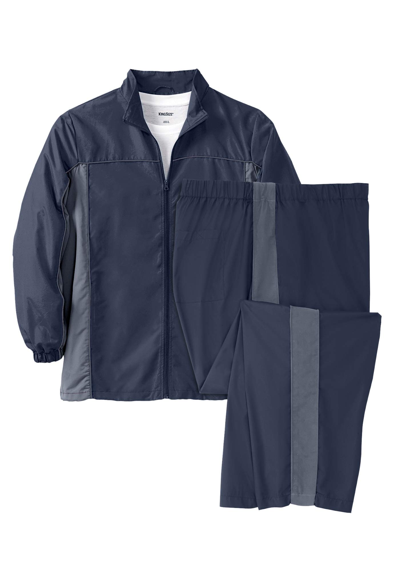 **KingSize Men's Big & Tall Long Sleeve Colorblock Tracksuit - Comfortable Athletic Jogger Set for Gym, Running & Casual Wear**