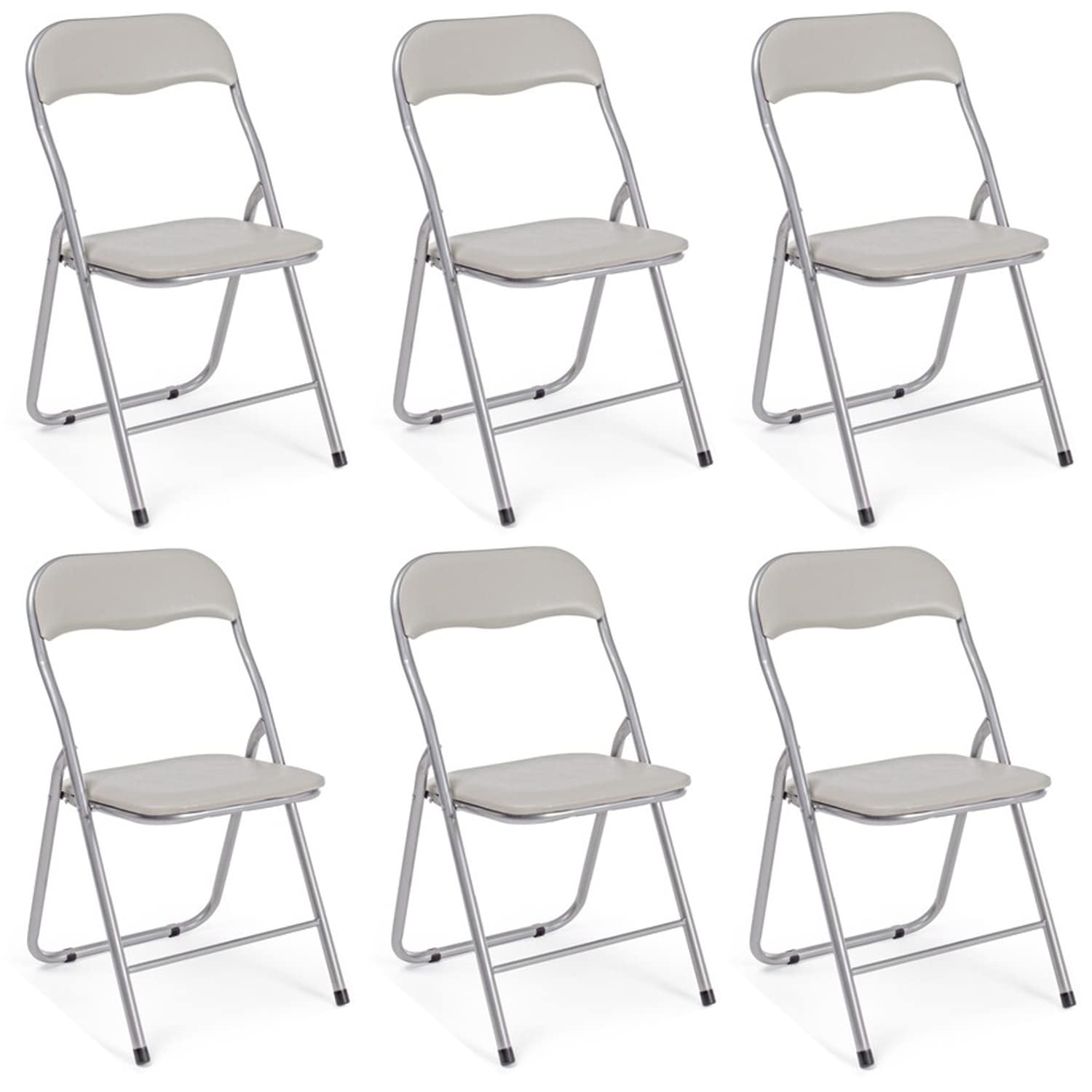 Marvin Set of 6 Folding Chairs with Iron Frame & Padded Seat - Space-Saving Portable Chairs for Garden, Camping, Meeting Rooms, Kitchen Events - Perfect for Outdoor Picnics, BBQs, and Indoor Gatherings (Tortora)