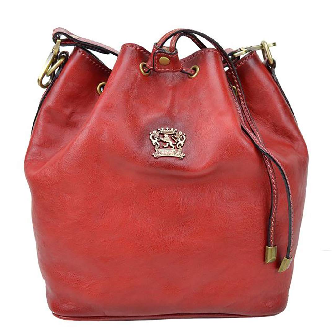 Pratesi Sorano Leather Shoulder Bag B501/25 Bruce in Cherry Red - Stylish Crossbody Purse for Women, Perfect for Work, Travel & Everyday Use