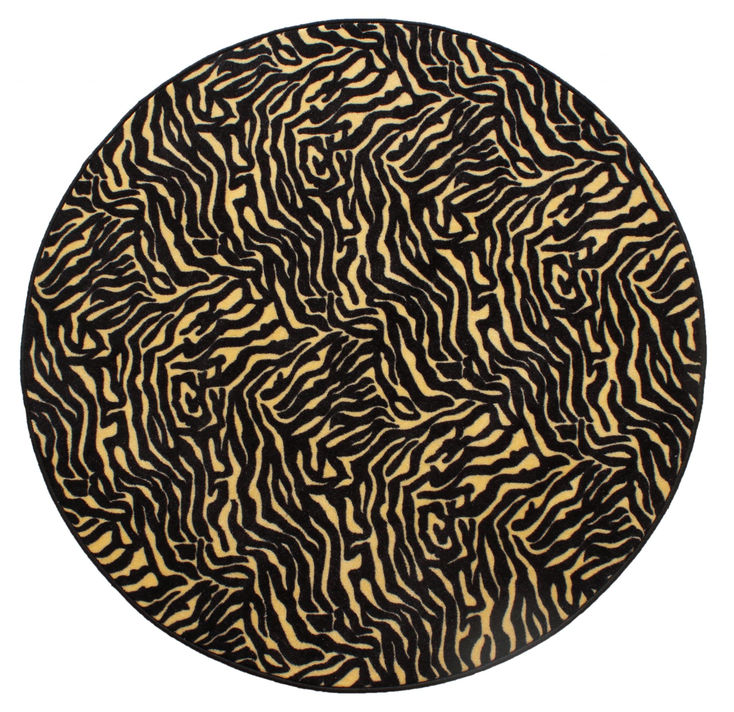 Zebra Print Area Rug - 8' Round Indoor Pet-Friendly Rug for Living Room, Entryway & Doorway | Stylish Animal Print Carpet for Home Decor