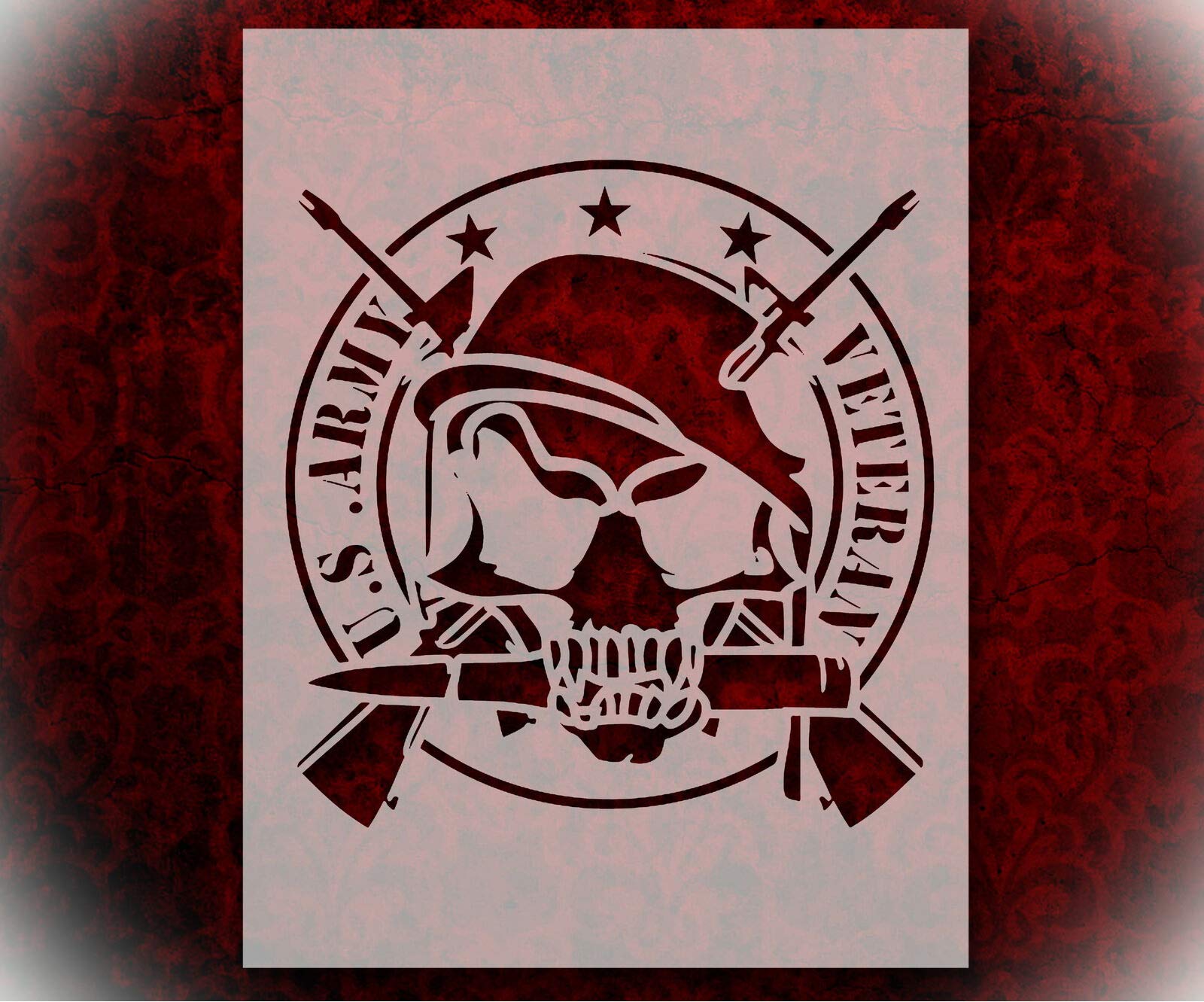 US Army Skull Stencil 8.5x11