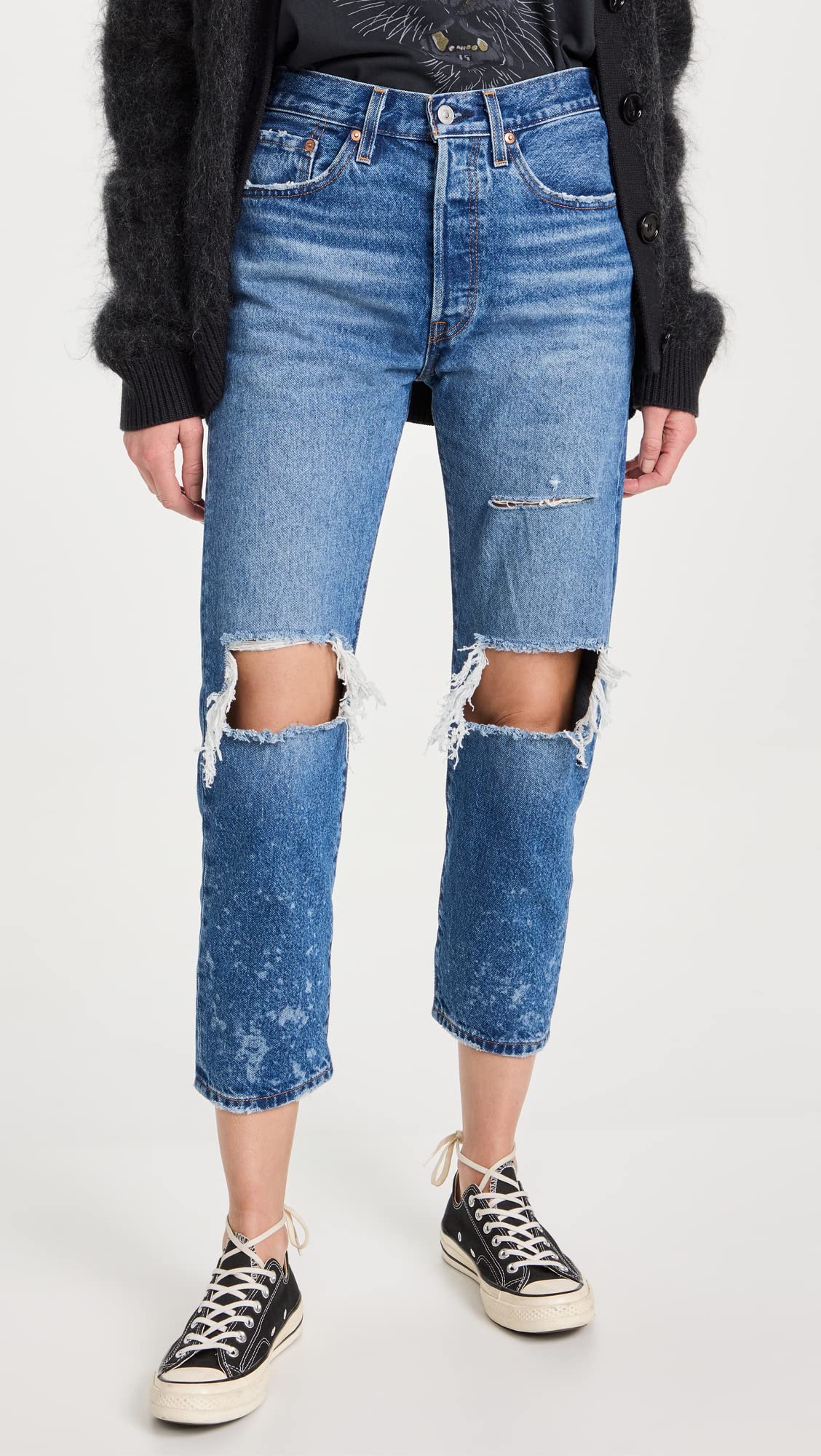 Levi's Women's Premium 501 Crop Jeans - High Waist Straight Leg Denim Pants for Casual Wear & Everyday Outfits