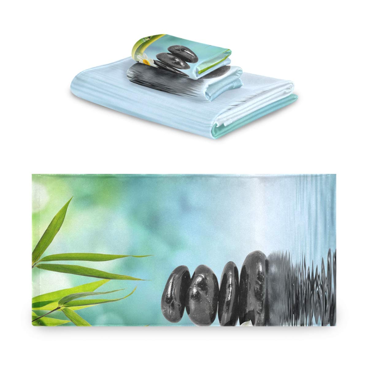 Qilmy Zen Garden 3-Piece Towel Set - 1 Bath Towel, 1 Hand Towel, 1 Washcloth | Ultra Soft & Highly Absorbent | Perfect for Bathroom, Kitchen, Gym, Spa, Beach & Hotel Use | Quick-Drying & Multipurpose Towels for Home & Travel