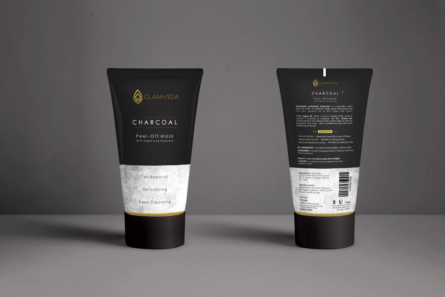 Glamveda Charcoal Peel Off Mask with Argan Oil & Aloe Vera - Deep Cleansing Blackhead Remover for Glowing Skin - 100g Black Facial Mask for Oily & Acne-Prone Skin - Perfect for Spa Night & Self-Care Routine