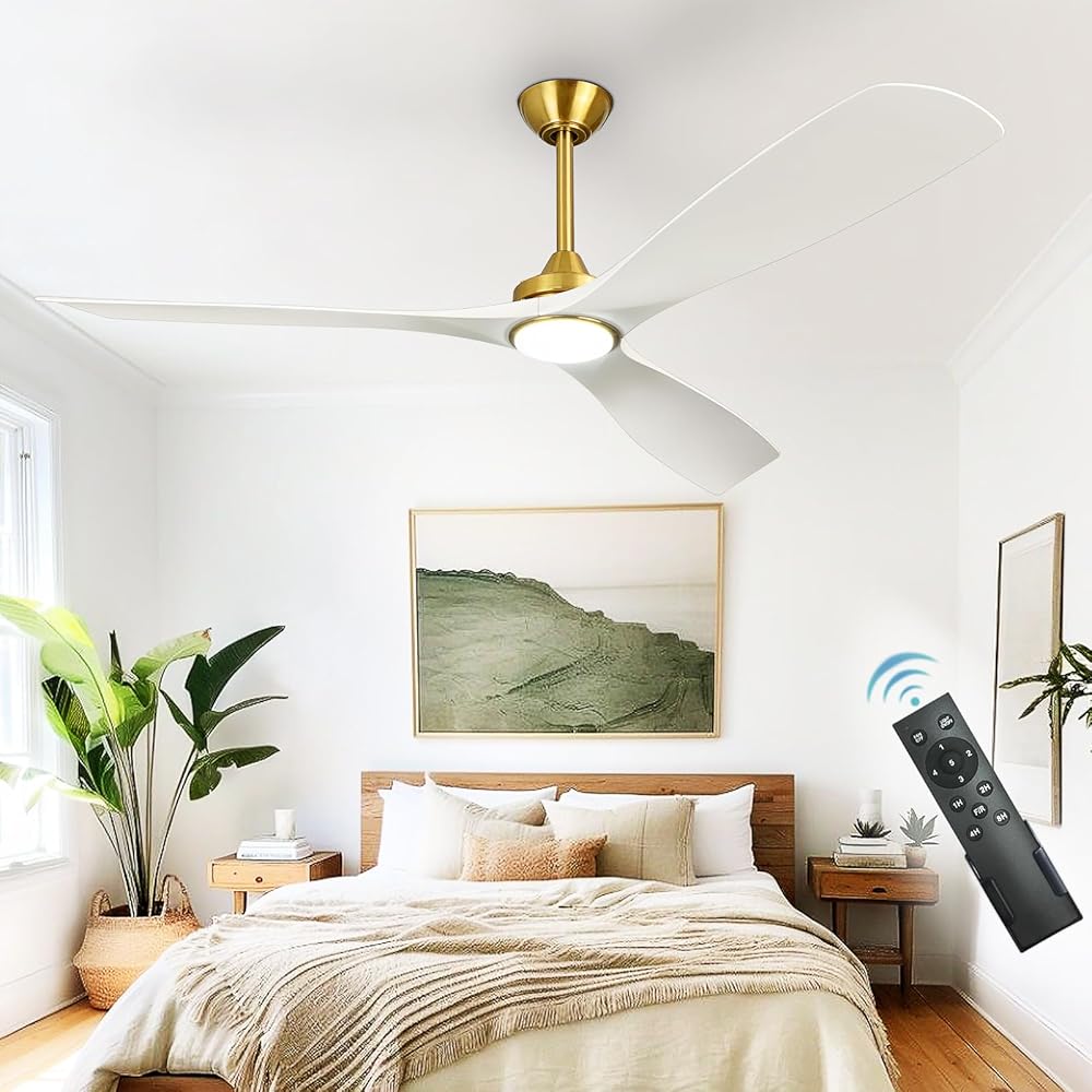 Depuley 60 Inch Modern Ceiling Fan with LED Light and Remote Control - Quiet Reversible DC Motor, 3 Color Temperature Adjustable, Timer Function - Perfect for Living Room, Bedroom, Patio, Study and Gazebo