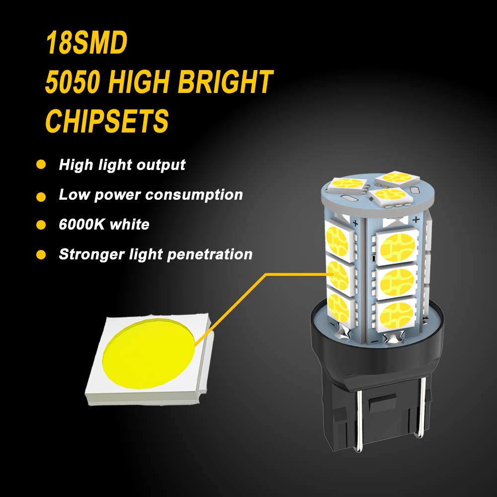 GIVEDOUA 7443 LED Brake Bulbs - Super Bright 18SMD 5050 Chips - Compatible with 7440, T20, 992, 7441, 7444 Models - Perfect for Brake Lights, Reverse Lights & Tail Lights (Pack of 10) - Ideal for Cars, Trucks & SUVs