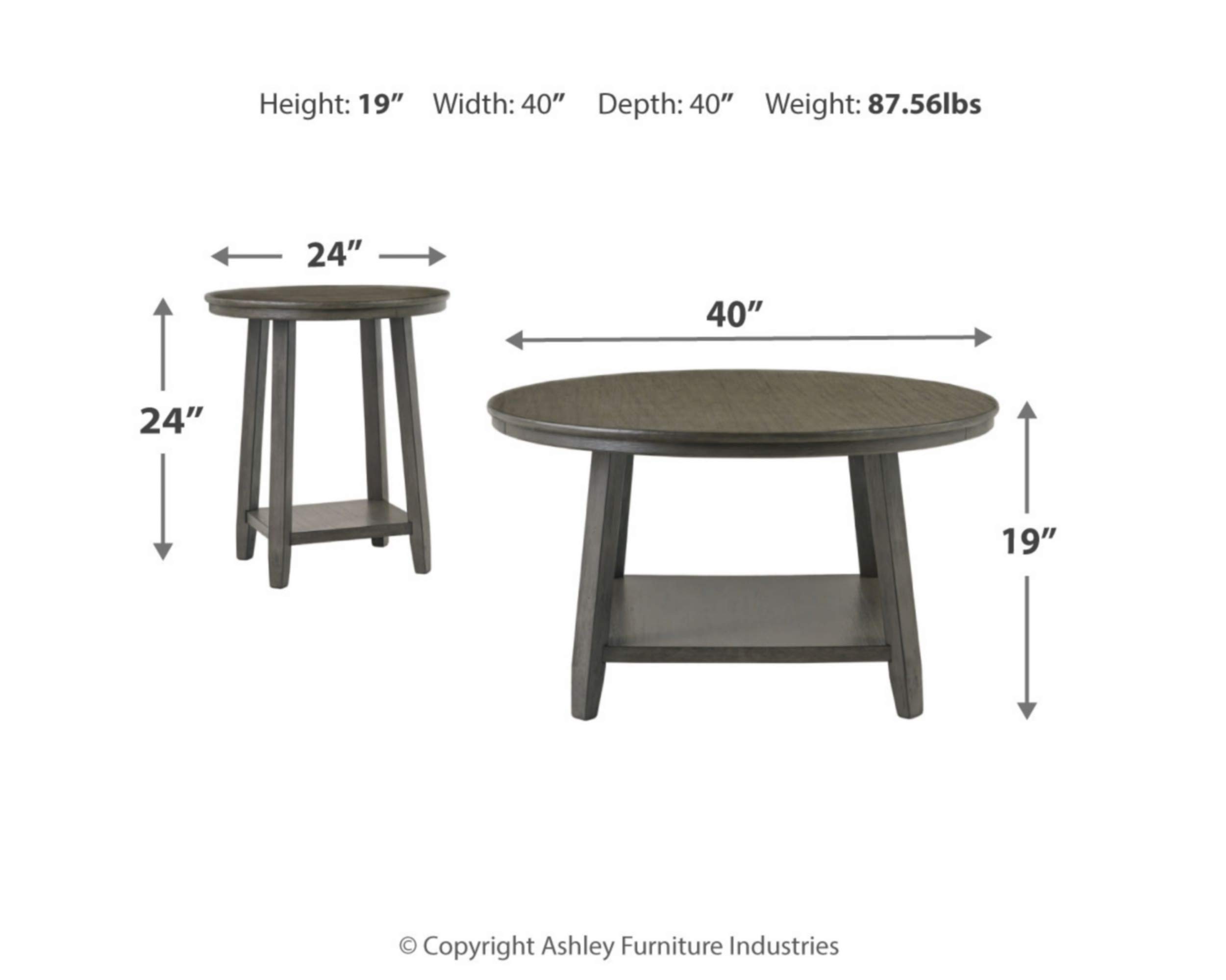 Signature Design by Ashley Caitbrook 3-Piece Coffee Table Set with 1 Coffee Table & 2 End Tables in Neutral Grayish Brown - Perfect for Living Room, Lounge & Home Decor