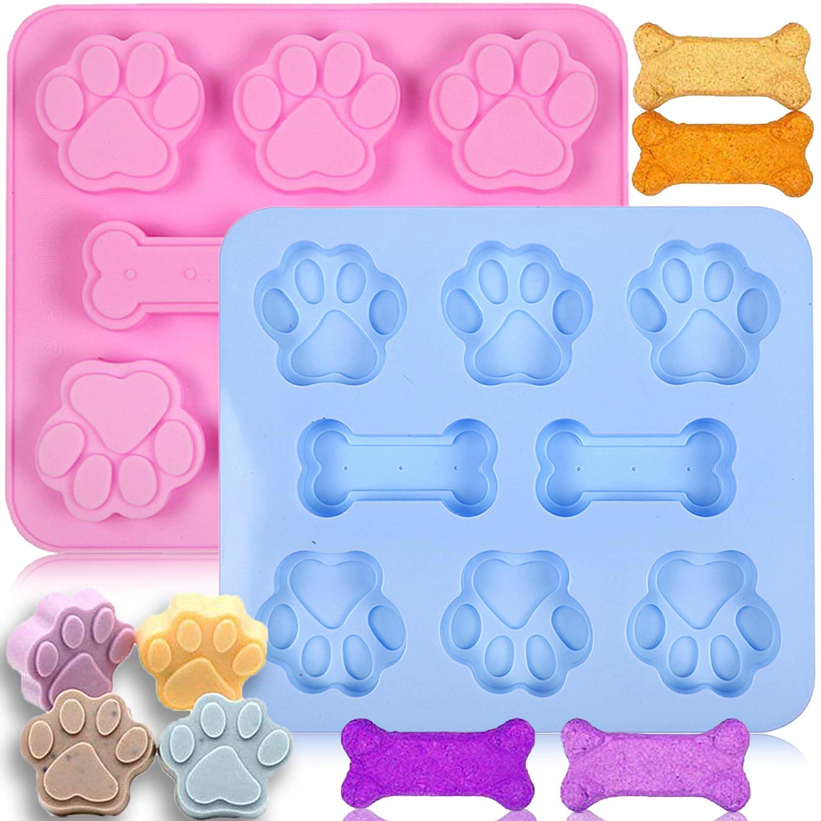 2 Packs Non-Toxic Food Grade Silicone Baking Molds - Cat Paw & Dog Bone Shapes for Chocolate, Candy, Jelly & Ice Cubes | Perfect for DIY Pet Treats, Party Favors & Holiday Desserts