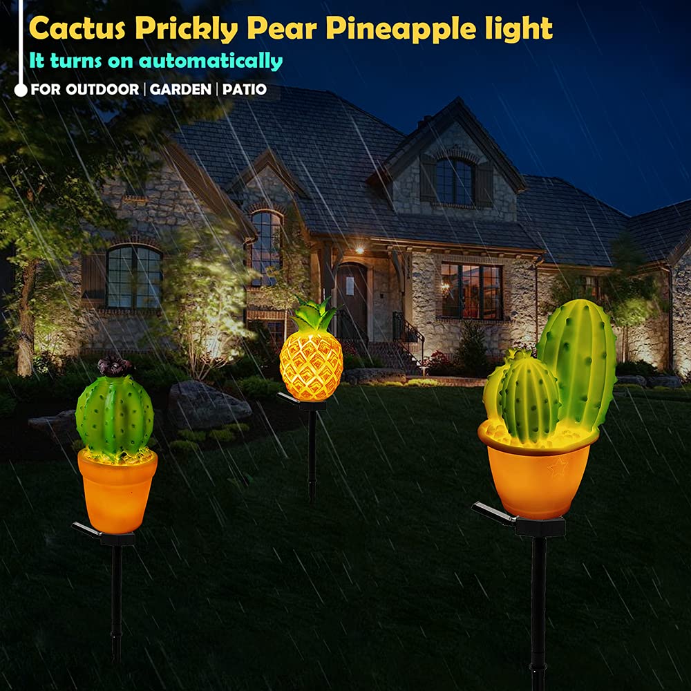 Solar Powered Pineapple Garden Stakes Lights - Waterproof Outdoor Pathway & Lawn Decor for Yard, Patio, Landscape Lighting (2 Pack) - Perfect for Backyard Parties, Walkway Illumination & Garden Accents