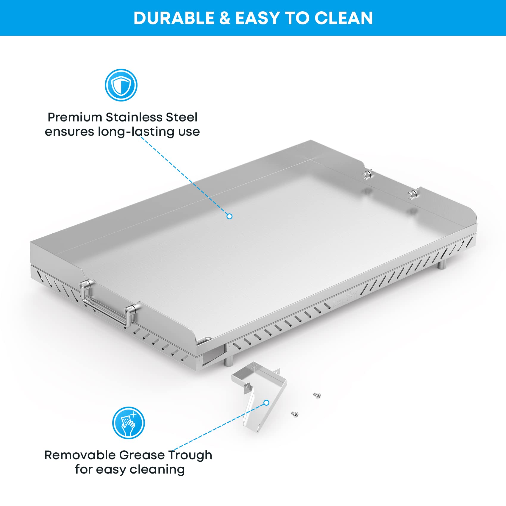 Stanbroil Stainless Steel Flat Top Griddle for Camp Chef 4 Burner Grills - Replacement for FTG600P, FTG900PG - 28