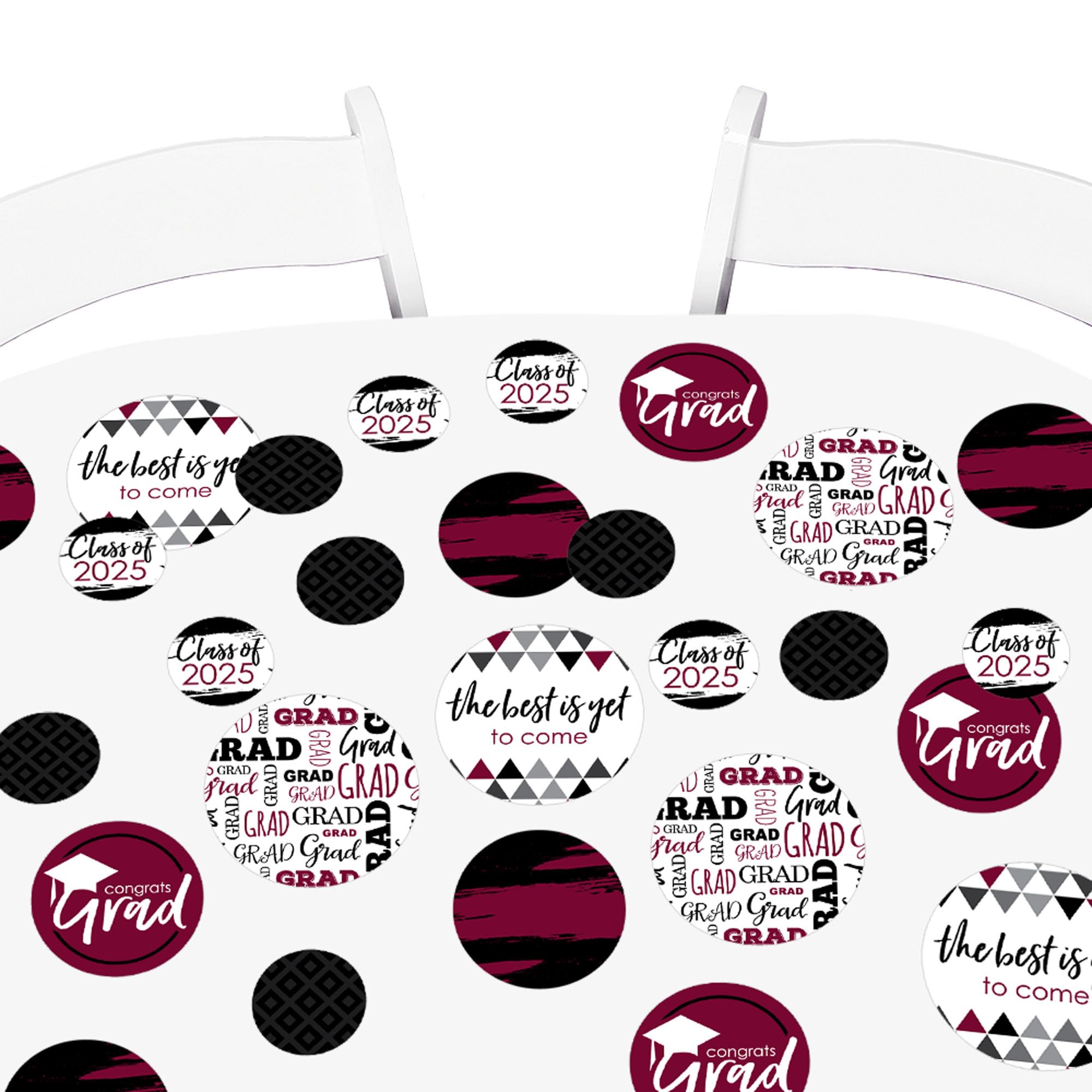 Big Dot of Happiness 2024 Maroon Graduation Party Giant Circle Confetti - 27-Pack Large Confetti for Graduation Decorations, Party Supplies & Photo Backdrops - Perfect for Graduation Ceremonies, Cap Toss Photos & Celebration Events