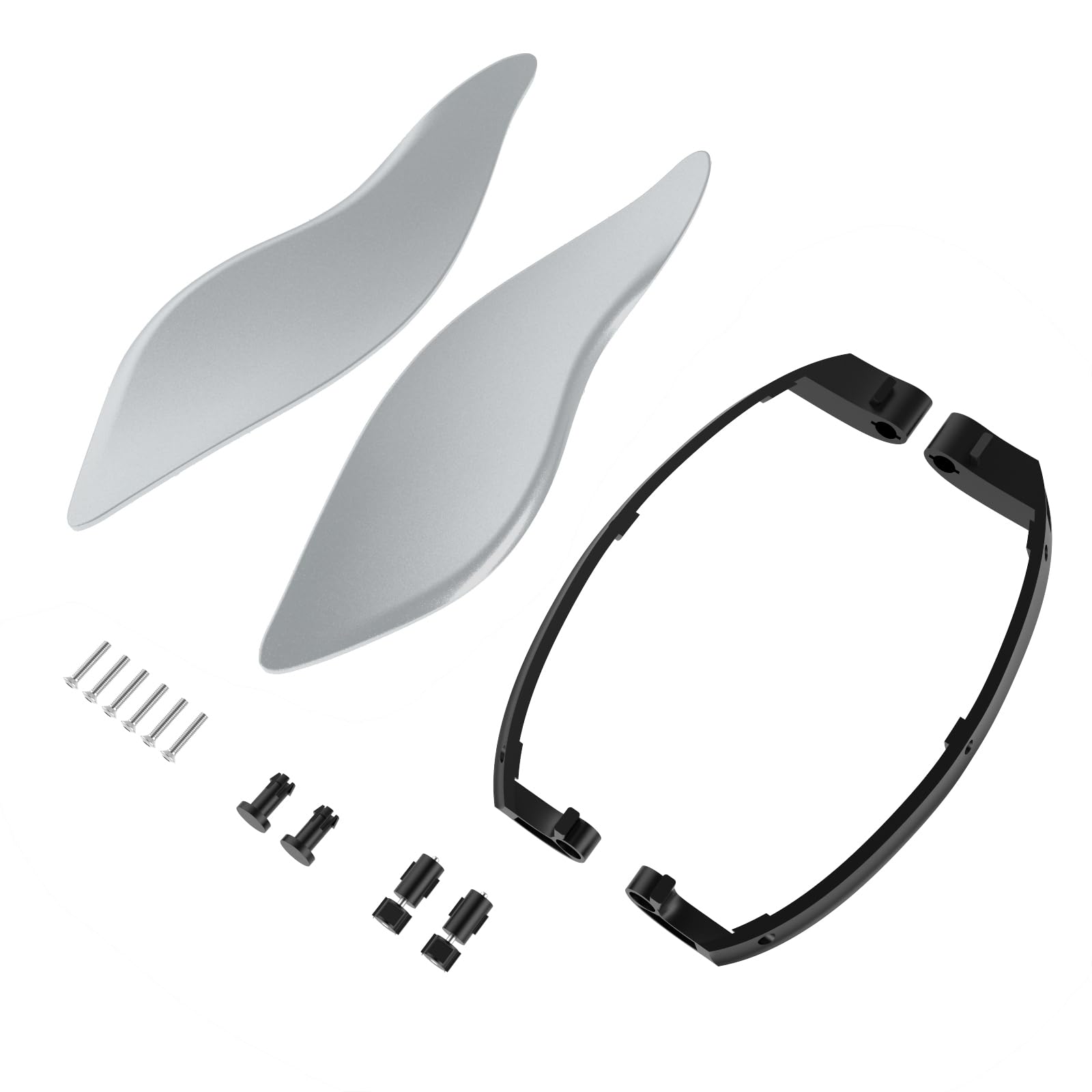 Harley Touring 2014-2023 Adjustable Fairing Air Deflectors & Side Wings Windshield Deflectors - Atlas Silver | Reduce Wind Noise & Improve Riding Comfort for Long Highway Trips