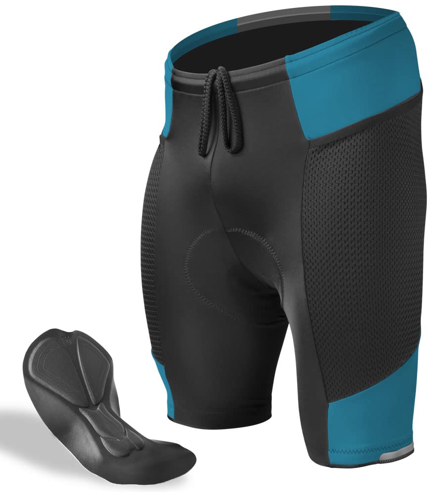 Men's Gel Touring Padded Bike Shorts with Innovative Mesh Pockets - USA Made Cycling Shorts for Road Biking & Long Distance Riding