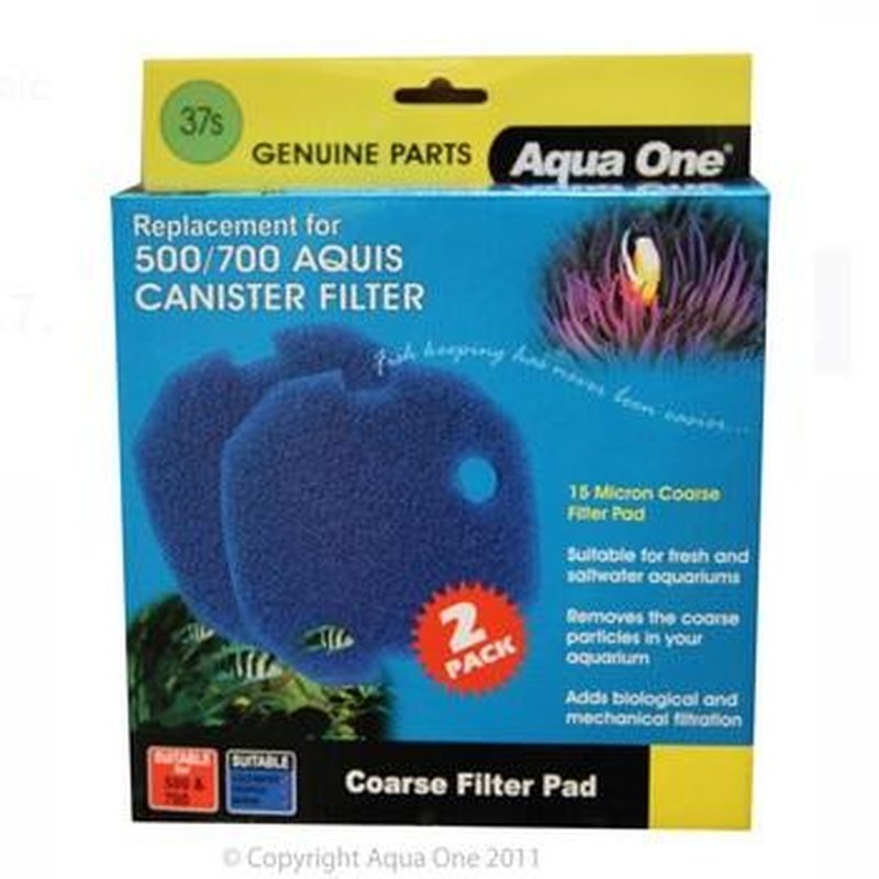 Aqua One Sponge Filter Media 15ppi 2-Pack for Aquis 500/700 Fish Tank - High Density Foam for Aquarium Filtration (25037s) - Perfect for Freshwater & Saltwater Tanks, Turtle Habitats, and Shrimp Breeding