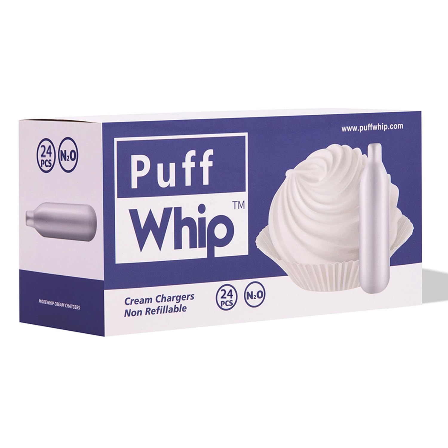 Premium 8g Whipped Cream Chargers - 24 Pack (N2O Cartridges) for Professional Desserts, Coffee Toppings & Home Baking | Food Grade Stainless Steel Cream Dispenser Refills