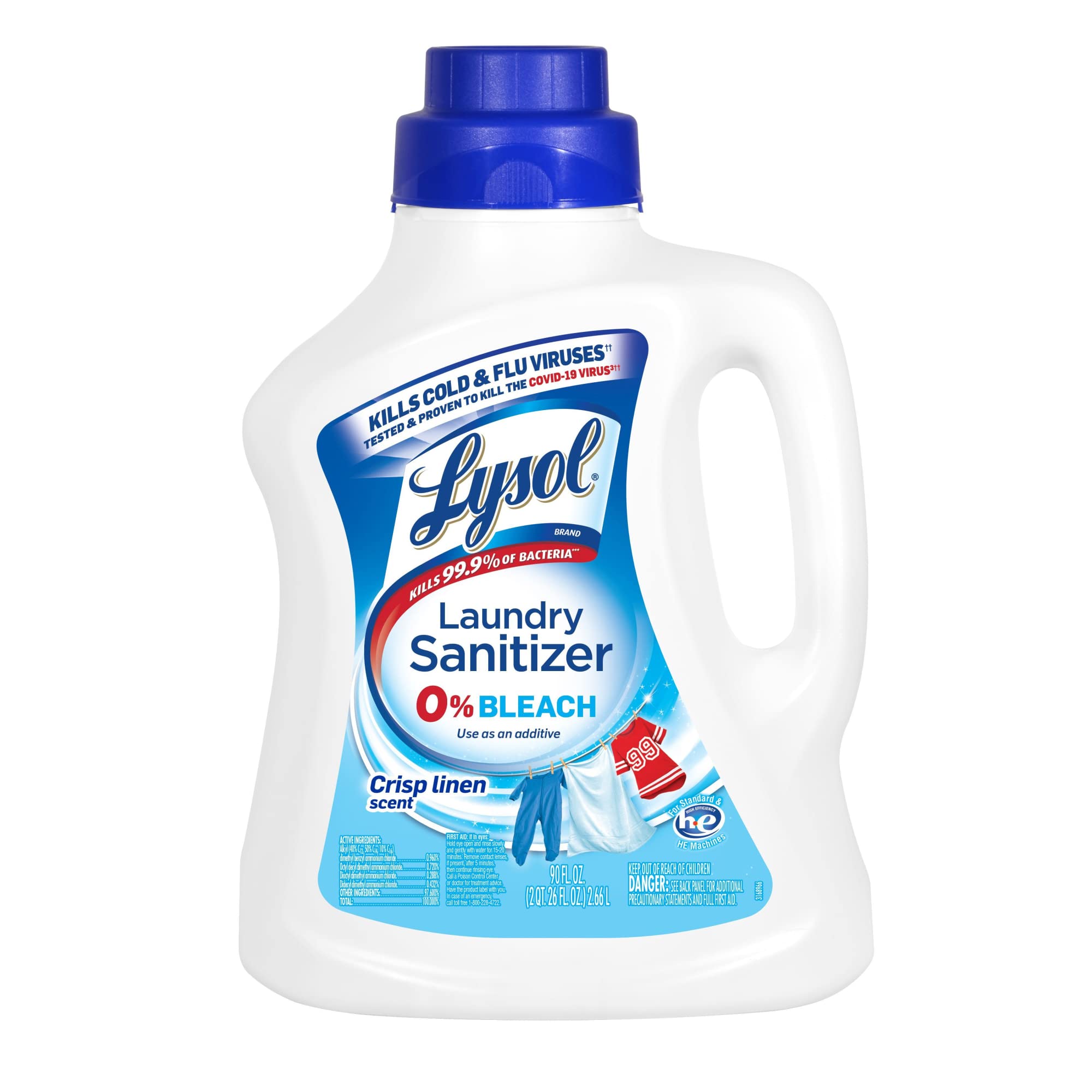 Lysol® Laundry Sanitizer Additive - Crisp Linen Scent, 90 Oz (4-Pack) | Kills 99.9% of Bacteria, Eliminates Odors | Perfect for Gym Clothes, Baby Laundry & Pet Bedding