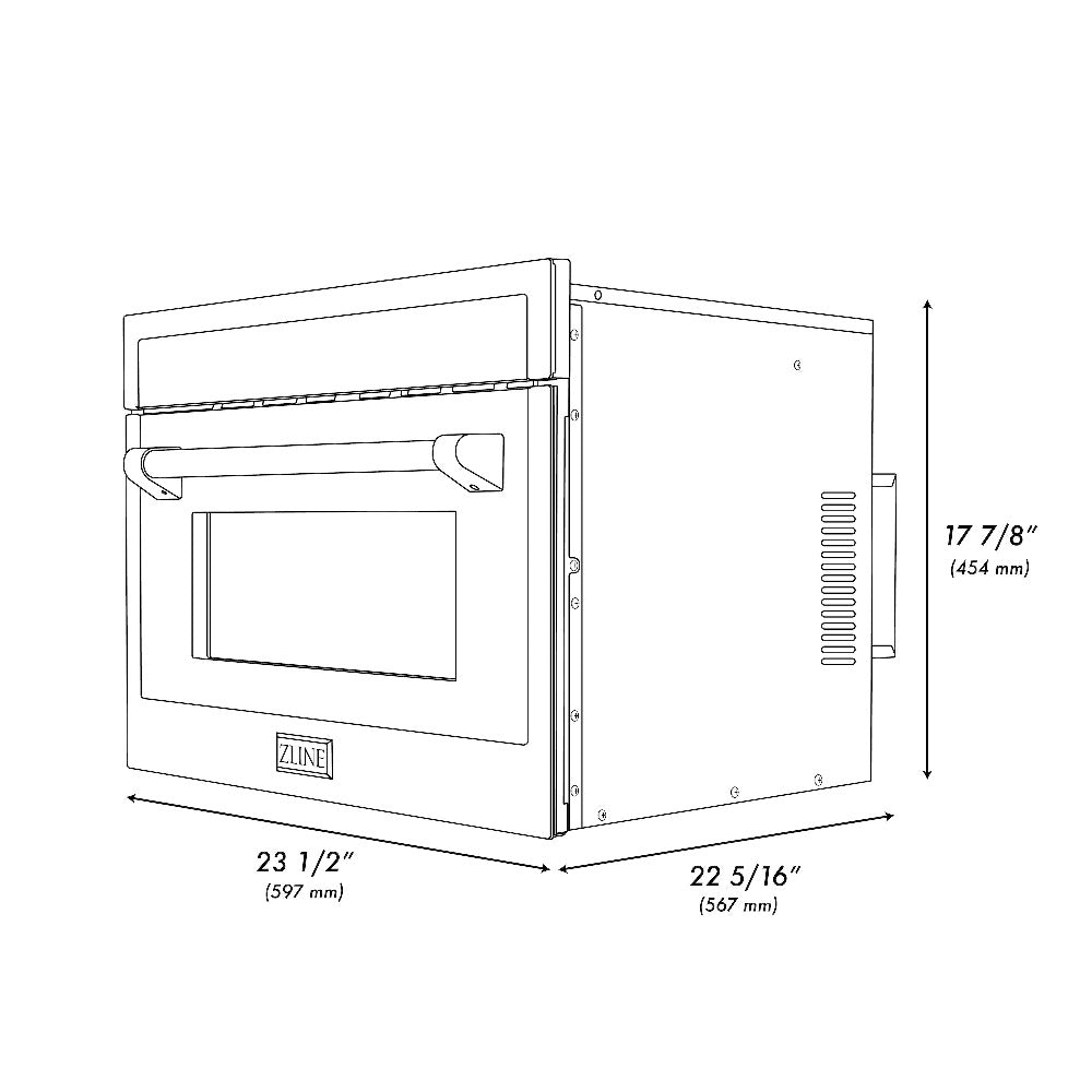ZLINE Autograph Edition 24-Inch Built-In Convection Microwave Oven - 1.6 cu ft Stainless Steel with Champagne Bronze Accents (MWOZ 24 CB) - Perfect for Modern Kitchens, Small Spaces & Gourmet Cooking