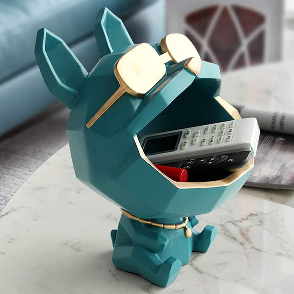 Bulldog Storage Box - Resin Statue Sculpture for Keys, Candy, Jewelry & Home Decor | Unique Organizer & Gift Idea for Dog Lovers - Perfect for Living Room, Office & Entryway Display (Red)