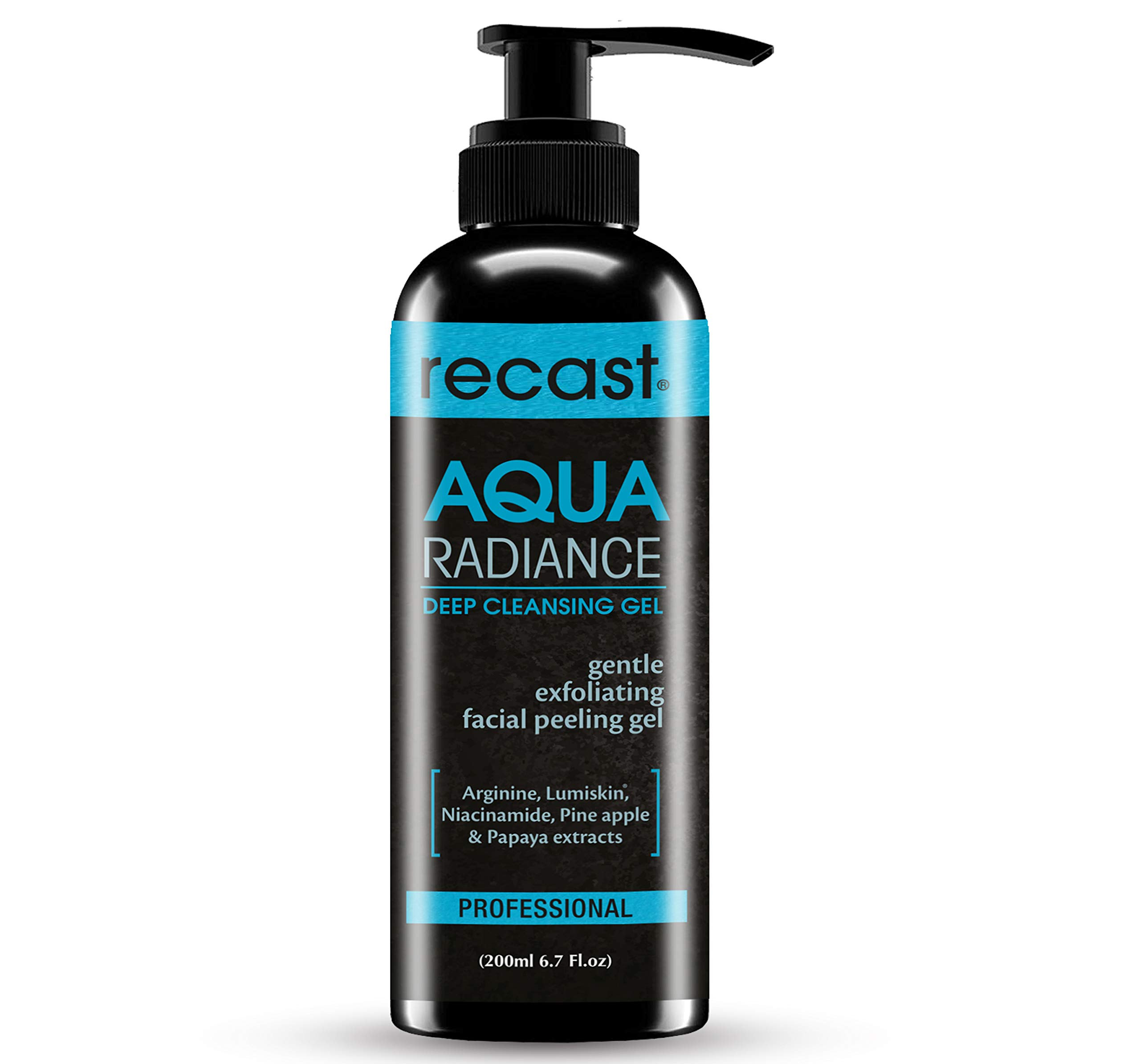 Recast Aqua Radiance Deep Cleansing Gel - Korean Exfoliating Face Wash for Smooth & Bright Skin, Gel-to-Scrub Formula 200ml - Gentle Dead Skin Cell Remover for Daily Skincare Routine & Glow Boosting Treatment