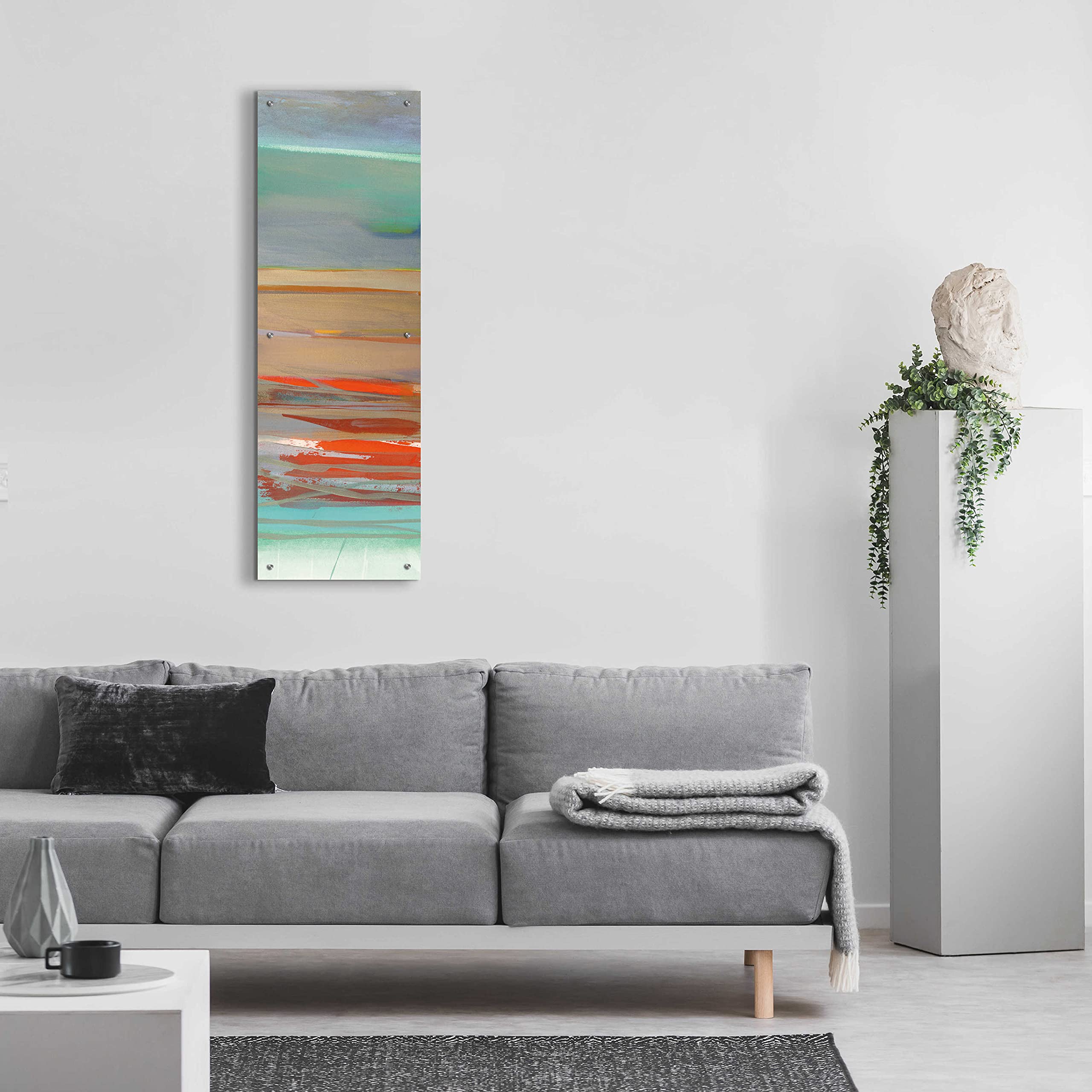 Epic Art 'Layers II' by Jo Maye - Modern Acrylic Glass Wall Art Painting 16x48 Inches - Perfect for Living Room, Bedroom & Office Decor