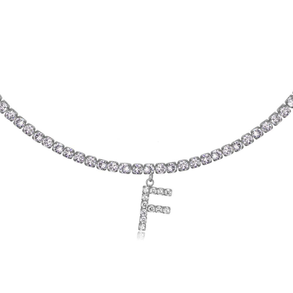 14K Gold Plated Letter Necklace - Personalized Initial Choker with CZ Diamonds | Elegant Tennis Chain for Women | Perfect for Gifts, Anniversaries & Everyday Wear